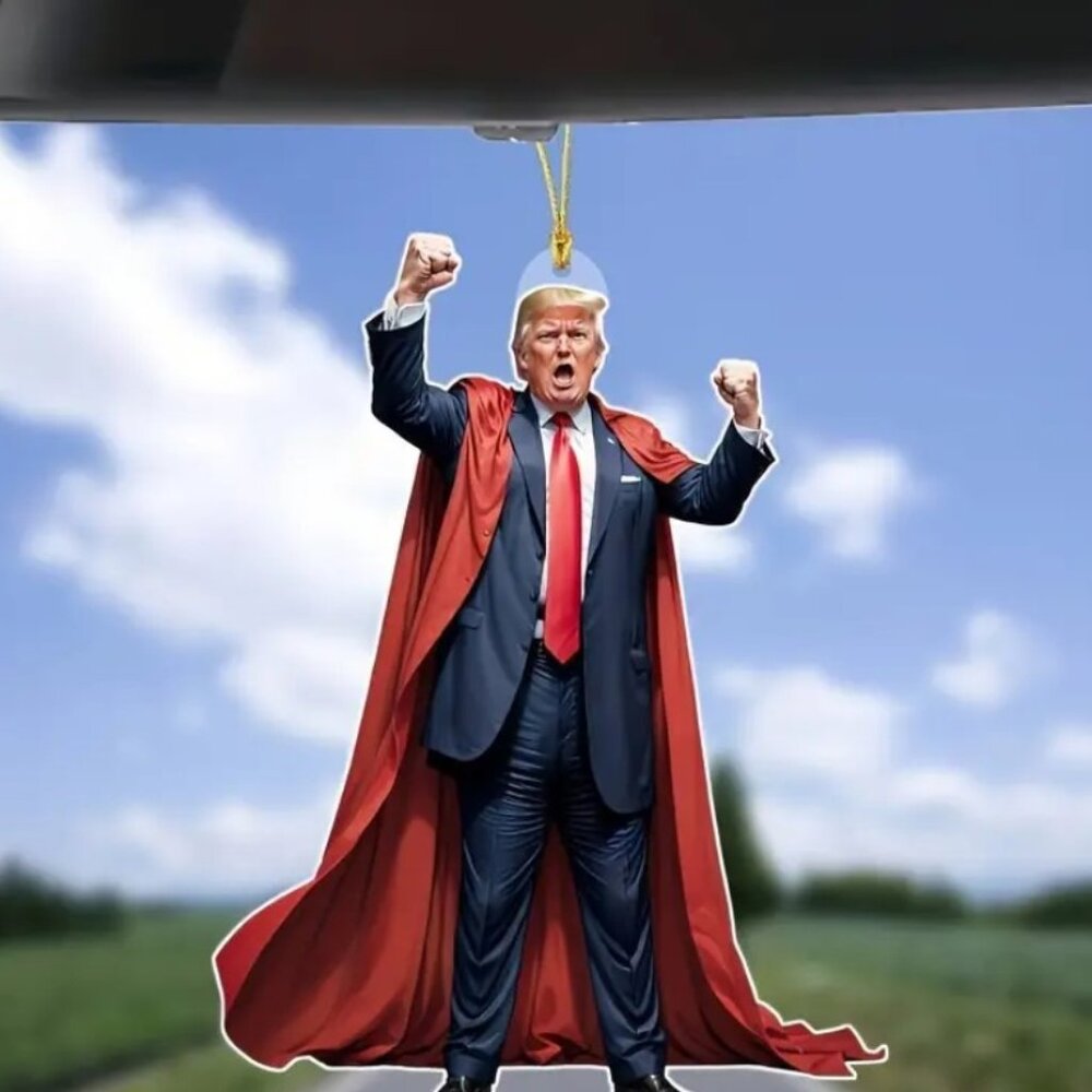 Donald Trump Superhero Red Cape Acrylic Ornament / Car Charm – 2D Flat